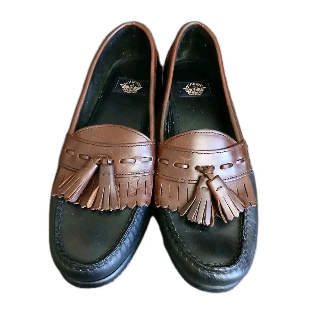 Dockers Men's Size 8.5 black brown leather tassel Loafers shoes Business New#996